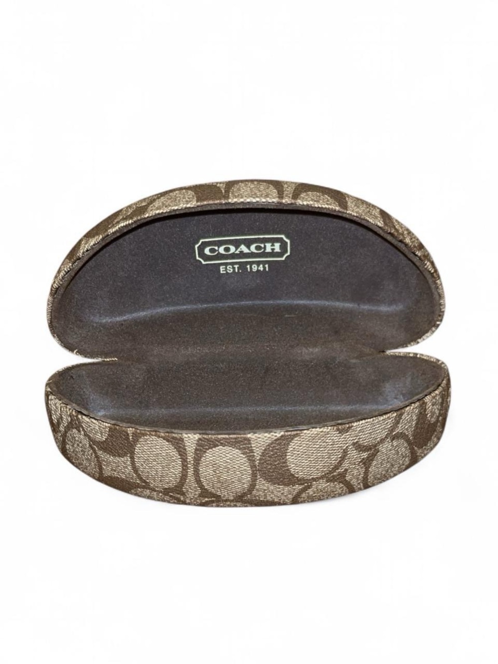 Coach Signature Hard Shell Glasses Case Brown Tan Monogram